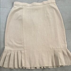 dressbarn Beige Pleated-Hem Pencil Skirt